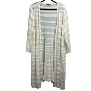 Misook Sheer Striped Heritage Fit Cardigan Sweater